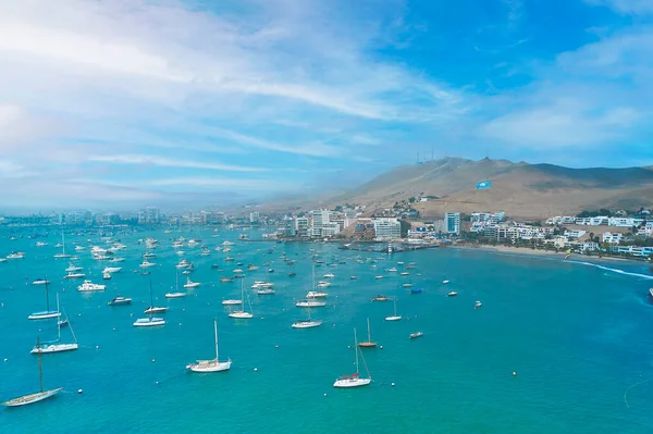 Vista Aérea Bahía Puerto Deportivo Edificios Ancón Lima Perú Zona — Foto de Stock