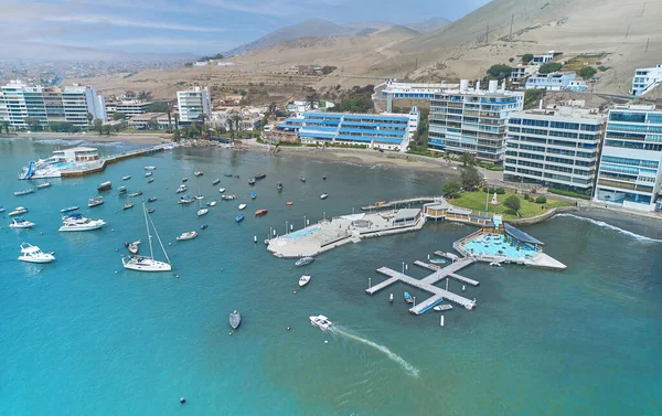 Vista Aérea Bahía Puerto Deportivo Edificios Ancón Lima Perú Zona — Foto de Stock