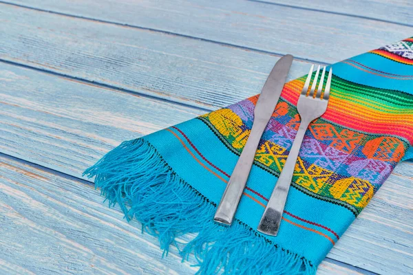 Peruvian Food Tablecloth Table Served Eat Selective Focus Traditional Food — Foto de Stock