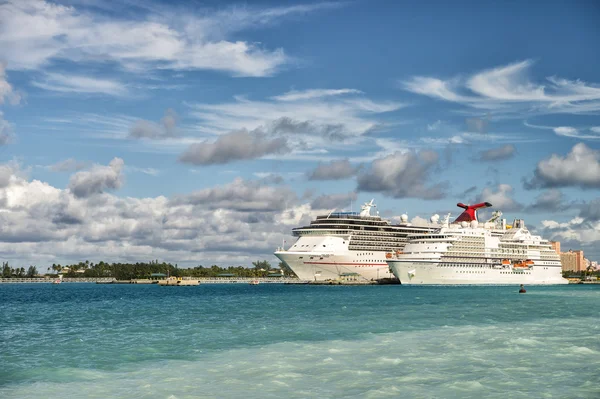 Two large cruise ships in Bahamas Stock Photo