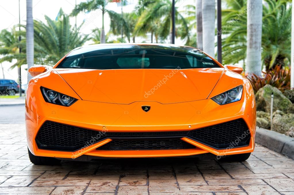 Orange sport car Lamborghini Aventador - Stock Editorial ...