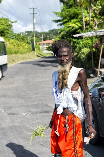 Hubený vousatý afro-americký muž — Stock fotografie