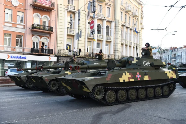 Ensaios para o Dia da Independência do Desfile Militar em Kiev, Ucrânia — Fotografia de Stock