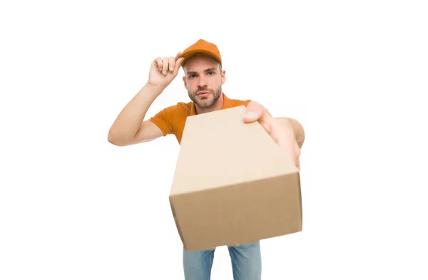 Delivery services are now only option. Shopping concept. Safely ordering food. Courier delivering package. Grocery delivery service during quarantine measures. Food delivery services. Stay at home — Stock Photo, Image