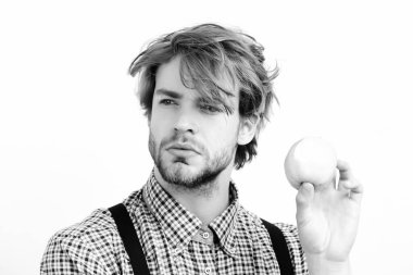 İnce ve sağlıklı beslenme konsepti. Yeşil elmalı adam.