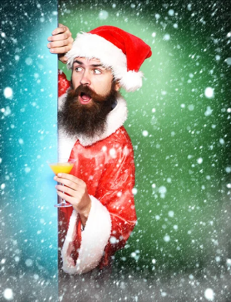 Surprised bearded santa claus man — Stock Photo, Image