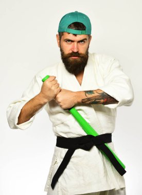 Usta dövüşmeye hazırlanıyor. Dövüş sanatları konsepti.