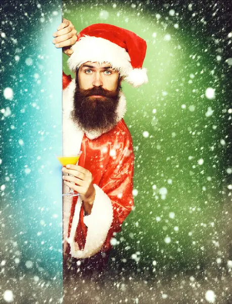 Surprised bearded santa claus man — Stock Photo, Image