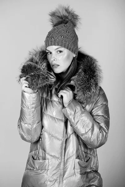 Fashion Friends. Winter Clothes. Women Wear Down Jacket with Furry