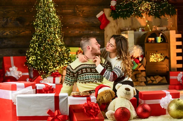 Holiday gift. Family time. Happiness and joy. Best holiday. Celebrate new year at home. Winter shopping sales. Happy woman and man. Holiday mood. Couple in love. Loving hearts. Christmas time