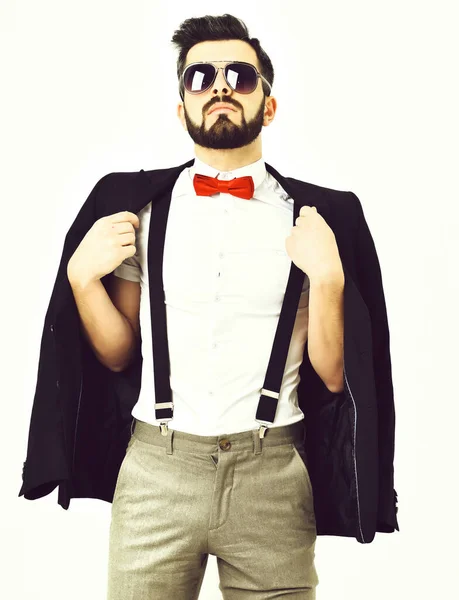 Bearded man, caucasian hipster with moustache and sunglasses — Stock Photo, Image