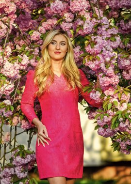 Bu benim en iyi yaz tatilim. Bahar Çiçeği 'ndeki güzel kız. Yaz güzelliği ve moda. Parktaki seksi kadın. Kiraz çiçekli bahar kadını çiçek açıyor. Pembe çiçekli kız. Sakura Bloom 'daki manken.