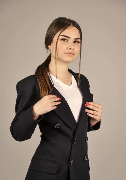 Stylish fashion model. woman in salon. female with classy look. perfect wardrobe. fashion and beauty. always look elegant. clothes for everyday life. businesswoman or secretary. designer at work — Stock Photo, Image