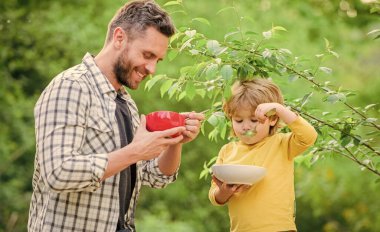 Hafta sonu kahvaltısı. Sağlıklı yemek ve diyet. Süt ürünleri. Baba ve oğul dışarıda yemek yiyorlar. Mutlu aile birlikte. Babalar günün kutlu olsun. Babasıyla küçük çocuk mısır gevreği yiyor. Ellerindeki sağlık