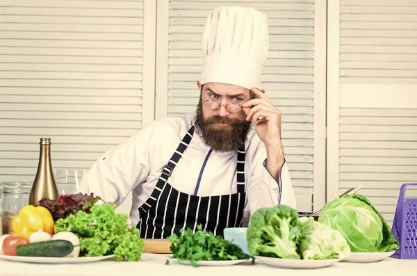 Culinary challenge. Chef handsome hipster. Get ready. Man bearded chef getting ready cooking delicious dish. Chef at work starting shift. Guy in professional uniform ready cook. Master chef concept — Stock Photo, Image