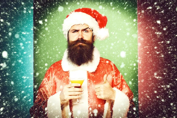 Serious bearded santa claus man celebration, holiday, — Stock Photo, Image