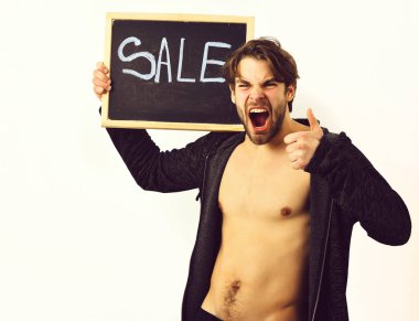 Beyaz, seksi, genç, maço, satılık yazı tahtası.