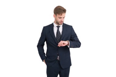 Vakit nakittir. Zaman yönetimi. Saati olan kendine güvenen bir girişimci. Formalite konusunda başarılı bir yönetici. İş adamı tarzı. Motivasyon ve başarı. Kravatlı adam. Çalışanların son teslim tarihi var