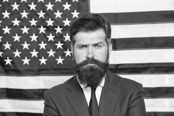 American news. American reform. July 4. American citizen usa flag. American citizen. Happy celebration of victory. Bearded hipster man being patriotic for usa. National holidays. Proud of motherland