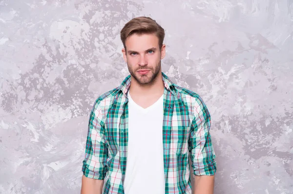 Handsome dude. Handsome guy abstract background. Handsome look of young man. Casual style. Fashion trends. Mens grooming. Proper skincare. Barbershop. Unshaven but handsome — Stock Photo, Image