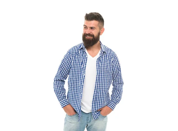 Cool und sexy. Der reife Mann hat Glück im Gesicht. Erstaunen. Hipster lächeln. — Stockfoto