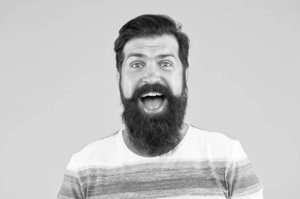 Just fabulous hair. brutal caucasian guy with moustache. mature hipster with beard. happy unshaven man with beard. beard and skin care. joy and happiness concept. portrait of bearded stylish man — Stock Photo, Image