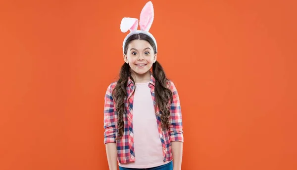 Kaninjakten börjar. barn i kanindräkt. Dags för skoj. bedårande unge bär roliga hare öron. — Stockfoto