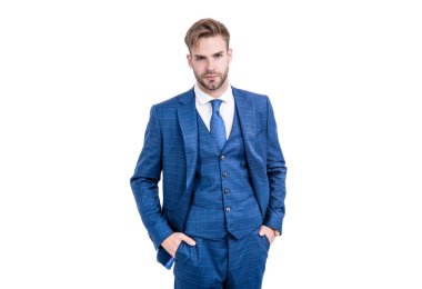 Seçkin yönetmen iş dünyasında mavi takım giyer. Resmi tarzda, beyaz, zarif.