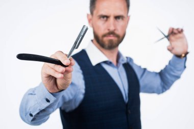 Profesyonel kuaför, seçici odaklanma, kuaförlük.