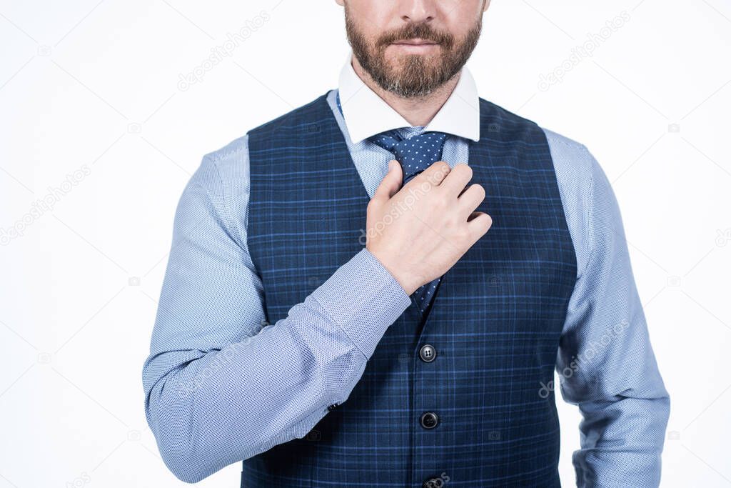 being perfect. cropped professional businessman tie necktie. cropped ceo wear formal clothes.