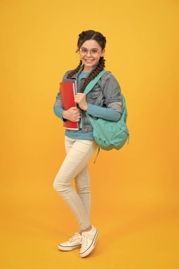 Temel ihtiyaçlar için alışveriş, okul satışına geri dönüş. Mutlu çocuk okula geri döndü. Küçük kız çantaları ve kitapları tutuyor. 1 Eylül. Öğrenmeye devam et. Eğitim ve öğrenim. Başla. Okul başlamak üzere.