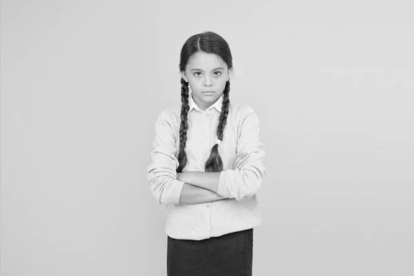 stock image Schoolgirl calm serious pupil long hair. Beginning of academic year. Educational activity. Homeschooling or visiting regular school. Efficiency of studying. Adorable schoolgirl. Diligent schoolgirl