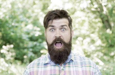 Yürüyüş ve seyahat. Adam yaz doğasında rahatlıyor. Çevre ile birleşmiş. Yakışıklı bir oduncu. Yaz ormanında sakal ve bıyık. Yaz tatili kavramı. Sakallı hippi yeşil ağaçlar.