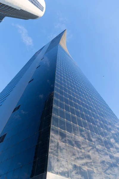 Skyscraper modern city. city designing. perspective view. urban glass building architecture — Fotografia de Stock