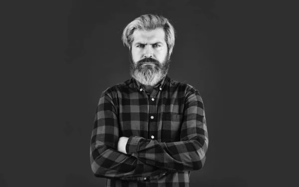 Male barber care. Bearded man dyed blonde hair. Hair and beard care. barbershop and hairdresser. Confident and handsome brutal man. Mature hipster with beard. brutal caucasian hipster with moustache — Stock Photo, Image