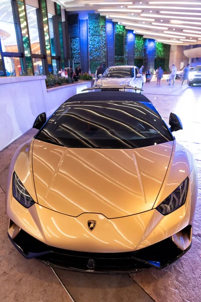 Palm Beach, Florida USA - March 22, 2021: Gold Lamborghini Aventador luxury sport car. front view. — стоковое фото