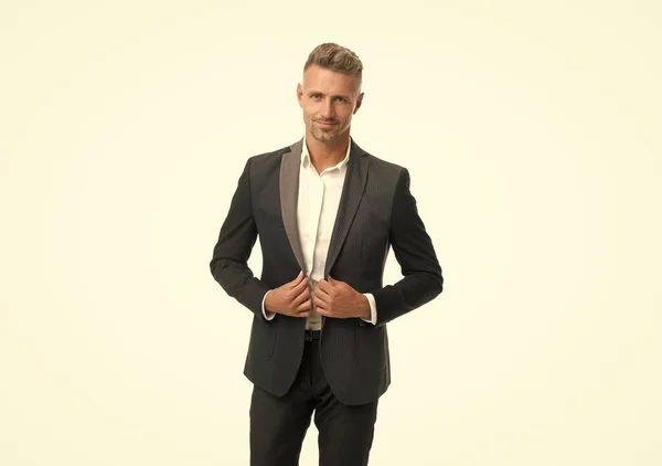Black is optional for wedding attire. Man wear classy suit. Wedding reception outfit — Stock Photo, Image