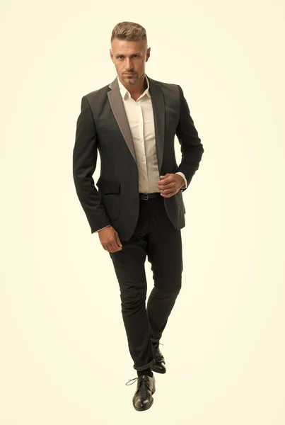 Hombre profesional guapo con corte de pelo elegante desgaste traje de negocios en estilo formal, hombre de negocios — Foto de Stock