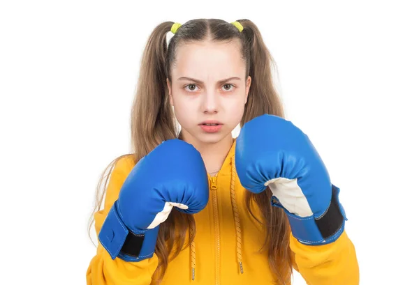 Boxeur sérieux en gants de boxe prêt à se battre et frapper isolé sur blanc, boxe — Photo