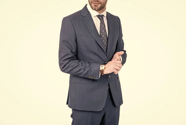 Perfect for office and special occasions. Male professional half face in suit. Suit for busy man — Stock Photo, Image