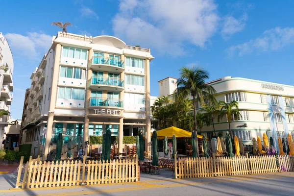 Miami, USA - 2021. április 15: The Fritz hotel in art-deco district on Ocean Drive in Florida — Stock Fotó