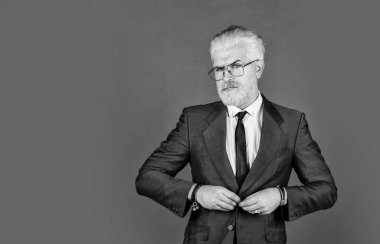 Akıllı yönetim konsepti. Patron sahibi ve kurucusu. Bölüm başkanı. Ofis çalışanı. İş adamı yaşam tarzı. İş itibarı. Moda gözlüğü. Yakışıklı iş adamı. İş adamı resmi takımı