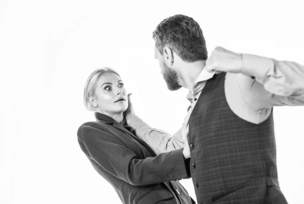 Casal tendo problemas de relação de violência doméstica e abuso físico, crise — Fotografia de Stock