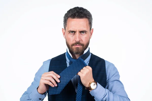 Manlig skönhet och mode. mogen professionell affärsman slips slips slips. ceo bära formella kläder. — Stockfoto