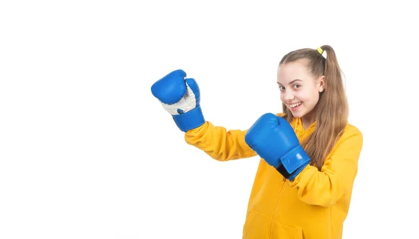 Hobby. child boxer isolated on white background. sport success. active and healthy childhood. — Stock Photo, Image