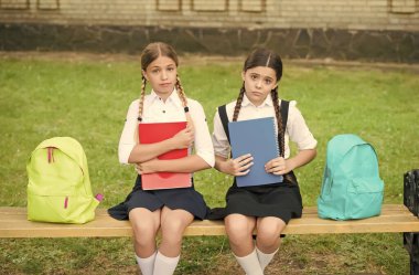 Çok iş var. Çocuklar ders çalışmak için kitaplarını kullanıyor. Çocuklar için eğitim ve uzak mesafe eğitimi. Karantina sırasında evde eğitim. Çocuk bakımı ve gelişim. Ödev yapan üzgün liseli kızlar.