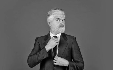 Kravat. Sakallı CEO tımarı. Sarışın, sakallı bir hippi. Profesyonel işletme müdürü. Zarif adam şık bir kostüm. Yetişkin bir iş adamı karar veriyor. Ciddi ve konsantre bir patron.