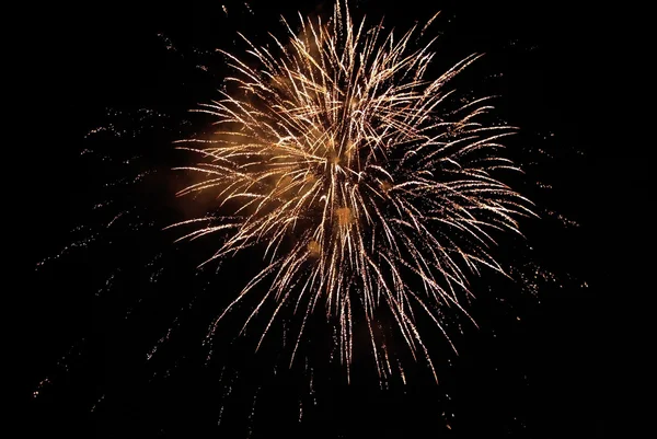 Laranja dourada fogos de artifício incríveis — Fotografia de Stock