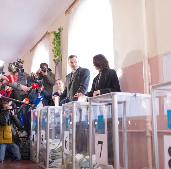 Vitali Klitschko vota em Kiev, Uktraine — Fotografia de Stock
