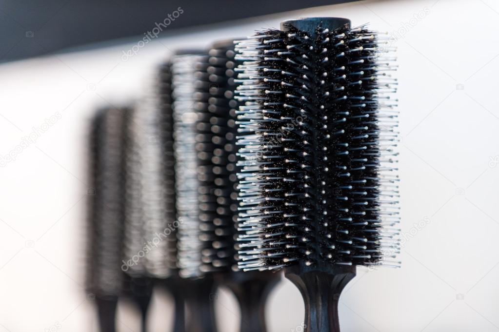 black and white hair brushes
